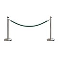 Montour Line Stanchion Post and Rope Kit Sat.Steel, 2 Ball Top1 Green Rope C-Kit-2-SS-BA-1-PVR-GN-PS